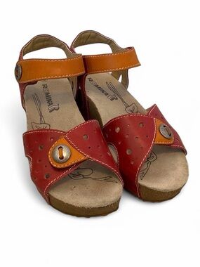 Romika Red and Orange Leather Hook-and-Loop Sandals